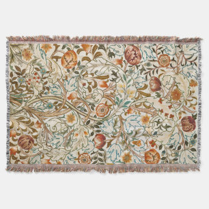 William Morris Acanthus Vintage Floral Art Throw Blanket