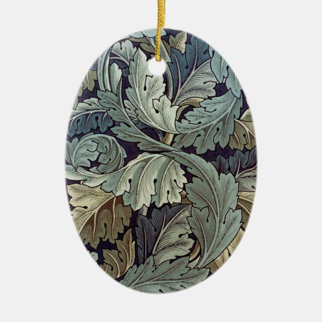 William Morris Acanthus Wallpaper Leaves Ceramic Ornament (Front)