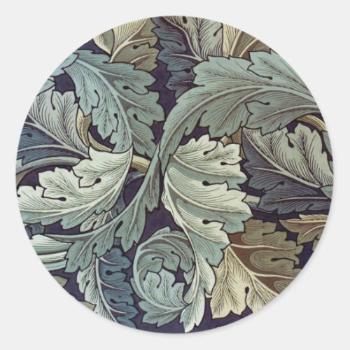 William Morris Acanthus Wallpaper Leaves Classic Round Sticker