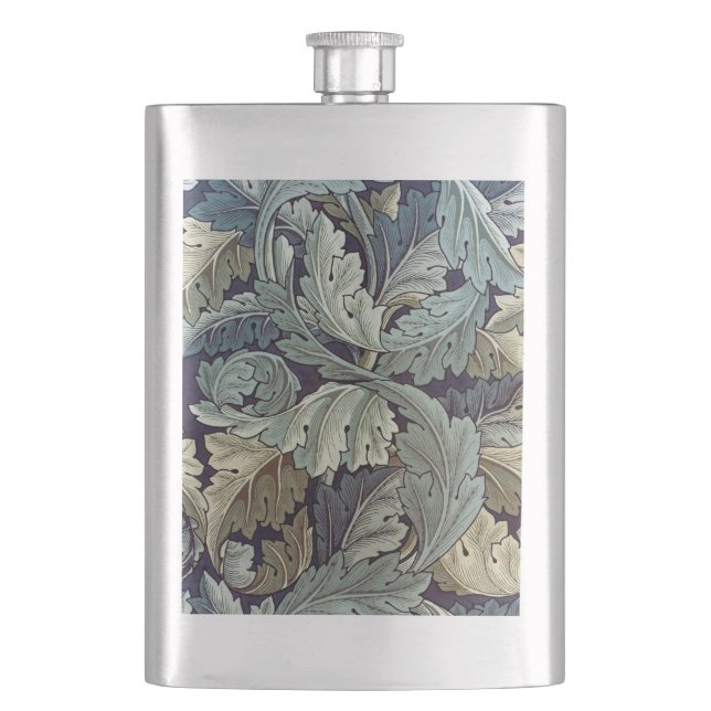 William Morris Acanthus Wallpaper Leaves Hip Flask (Front)