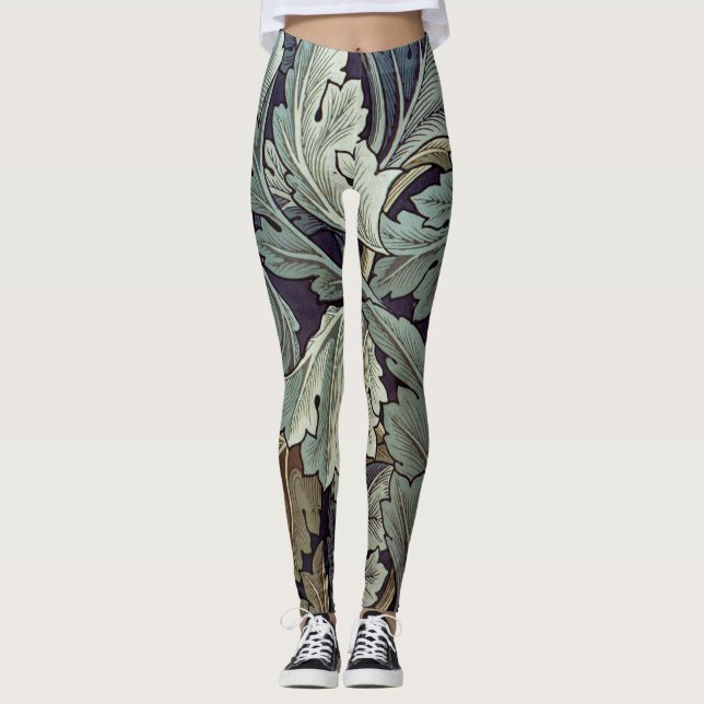 William Morris Acanthus Wallpaper Leaves Leggings (Front)