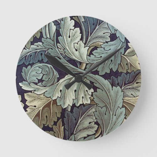 William Morris Acanthus Wallpaper Leaves Round Clock