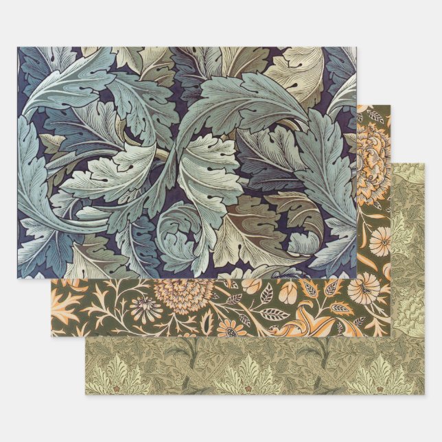 William Morris Acanthus Wallpaper Leaves Wrapping Paper Sheets (Set)