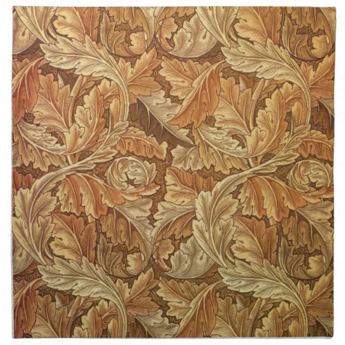 William Morris Acathus Brown Autumn Leaves Cloth Napkin