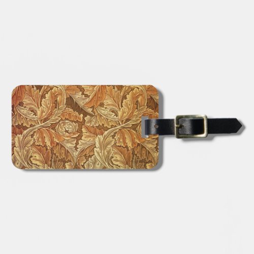 William Morris Acathus Brown Autumn Leaves Luggage Tag