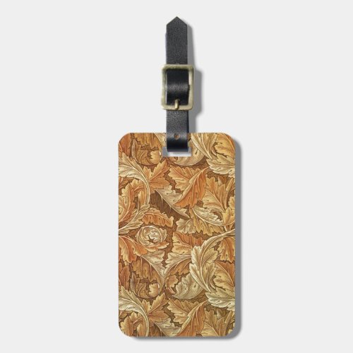 William Morris Acathus Brown Autumn Leaves Luggage Tag