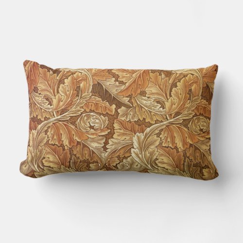 William Morris Acathus Brown Autumn Leaves Lumbar Pillow