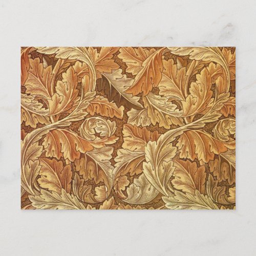 William Morris Acathus Brown Autumn Leaves Postcard