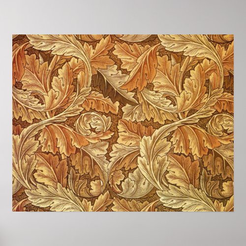 William Morris Acathus Brown Autumn Leaves Poster