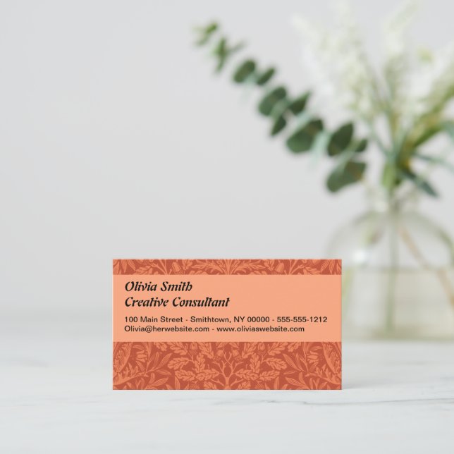 William Morris Acorn Wallpaper Nature Design Business Card (Standing Front)