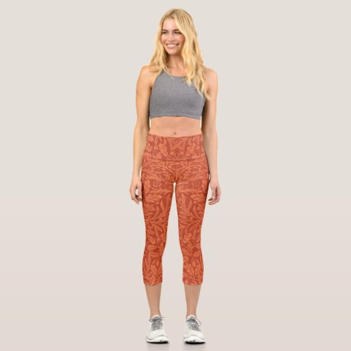 William Morris Acorn Wallpaper Nature Design Capri Leggings