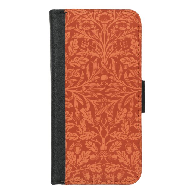 William Morris Acorn Wallpaper Nature Design iPhone Wallet Case (Front)