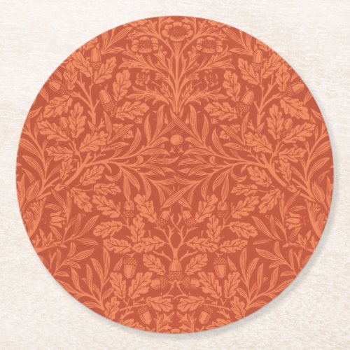 William Morris Acorn Wallpaper Nature Design Round Paper Coaster
