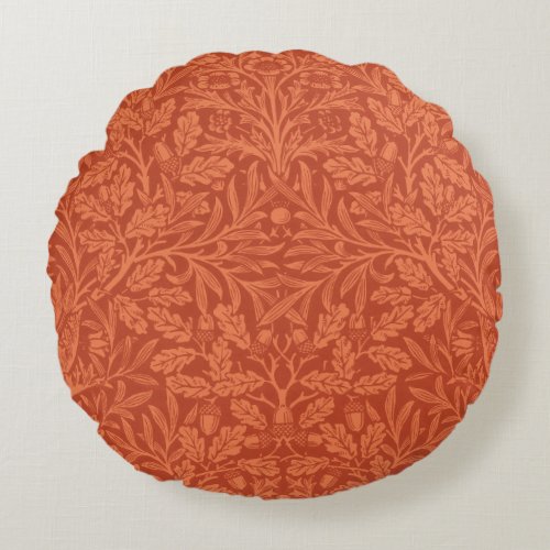 William Morris Acorn Wallpaper Nature Design Round Pillow