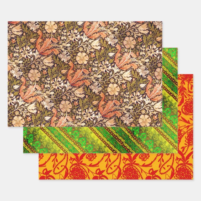 William Morris, Agra, and Paisley Pearls Wrapping Paper Sheets (Set)