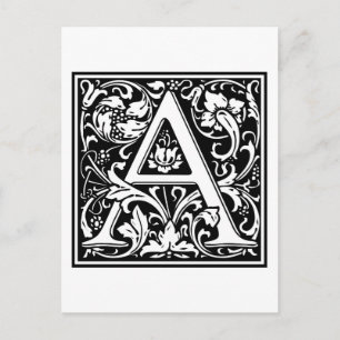 William Morris Alphabet “A” Postcard
