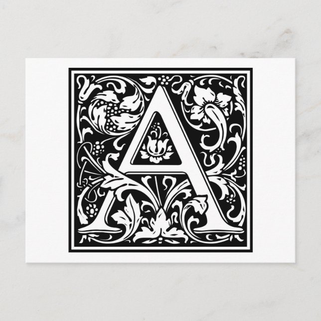 William Morris Alphabet “A” Postcard (Front)