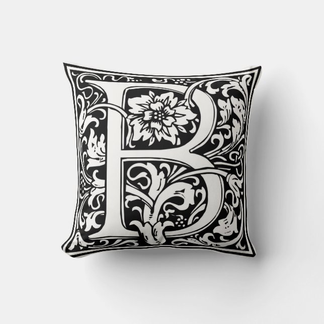 William Morris Alphabet “B” Throw Pillow (Front)