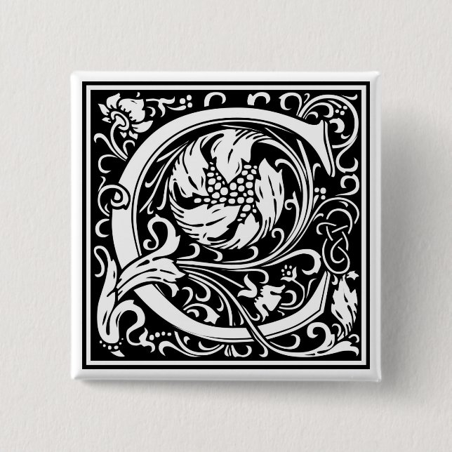 William Morris Alphabet “C” Pinback Button (Front)