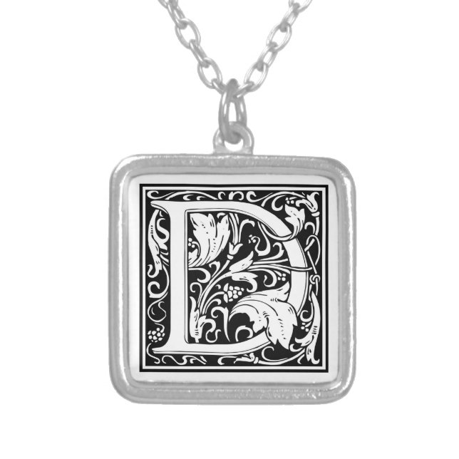 William Morris Alphabet “D” Silver Plated Necklace (Front)