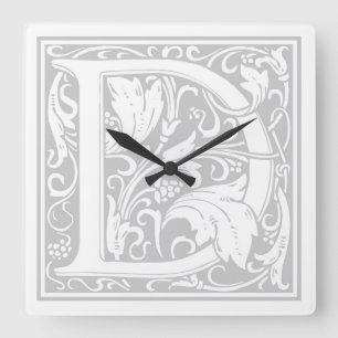 William Morris Alphabet “D” Square Wall Clock