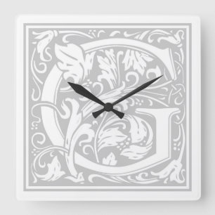 William Morris Alphabet “G” Square Wall Clock