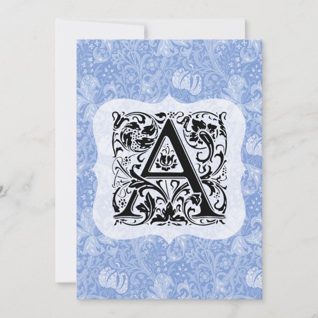 William Morris Alphabet Golden Lily Blue Thank You Card (Front)