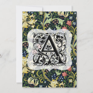 William Morris Alphabet Golden Lily Dark Colors Thank You Card