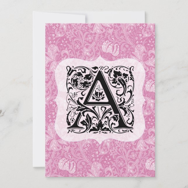 William Morris Alphabet Golden Lily Pink Thank You Card (Front)