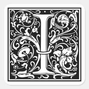 William Morris Alphabet “I” Square Sticker