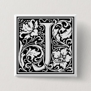William Morris Alphabet “J” Pinback Button