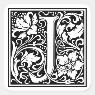 William Morris Alphabet “J” Square Sticker