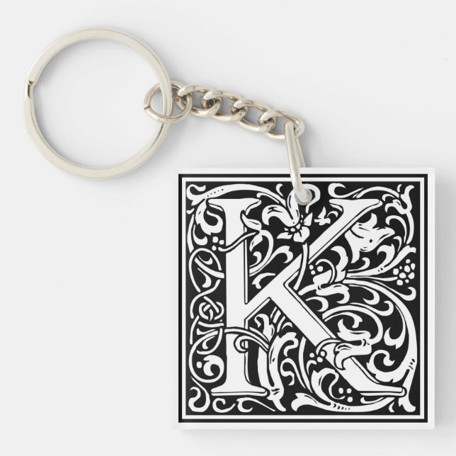 William Morris Alphabet “K” Keychain (Front)