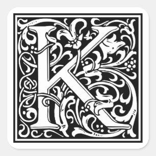 William Morris Alphabet “K” Square Sticker