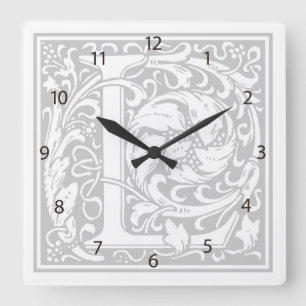 William Morris Alphabet “L” Square Wall Clock
