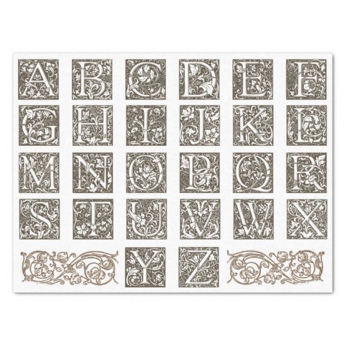 William Morris Alphabet Letters Vintage Decoupage  Tissue Paper