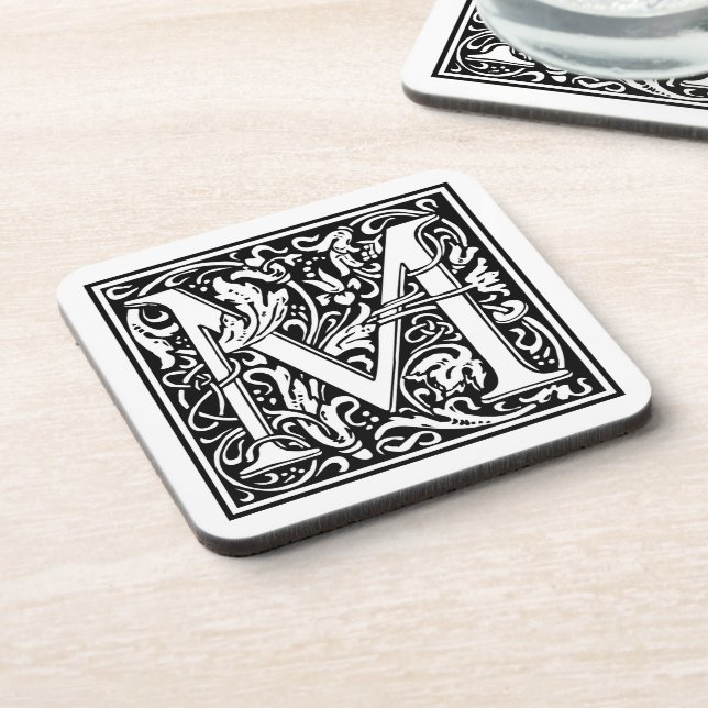 William Morris Alphabet “M” Beverage Coaster (Left Side)