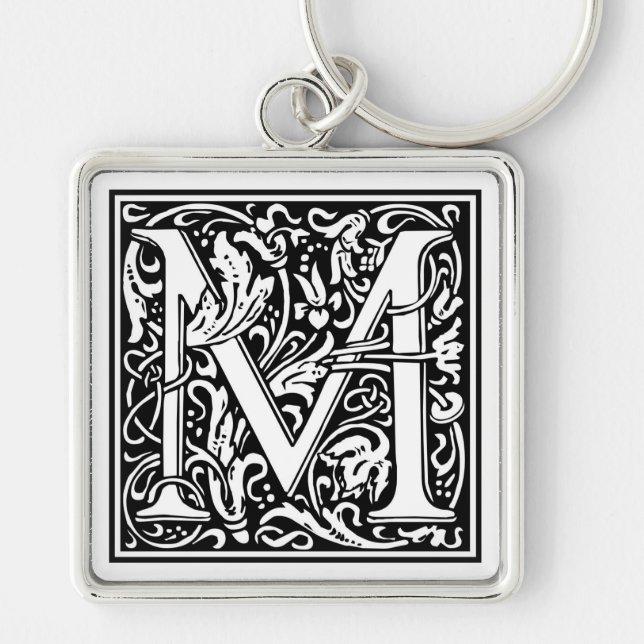 William Morris Alphabet “M” Keychain (Front)