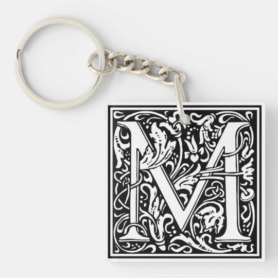 William Morris Alphabet “M” Keychain | Zazzle