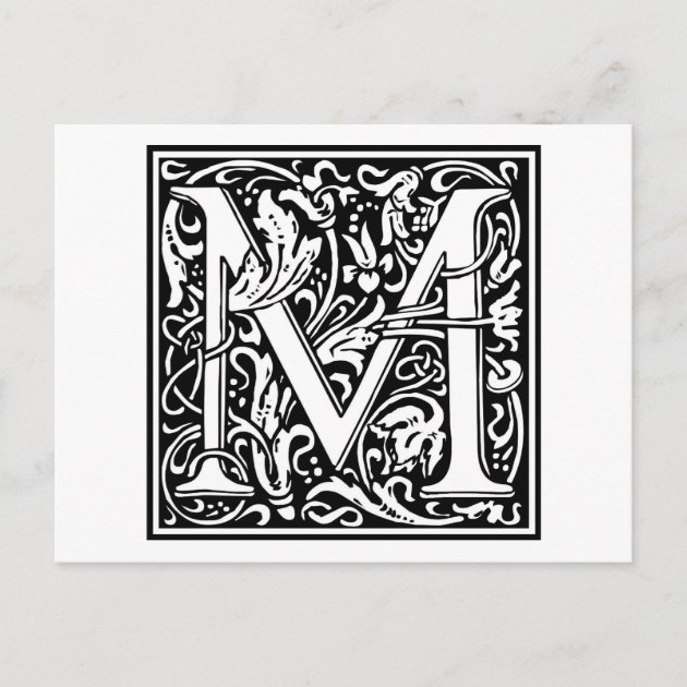 William Morris Alphabet “M” Postcard | Zazzle