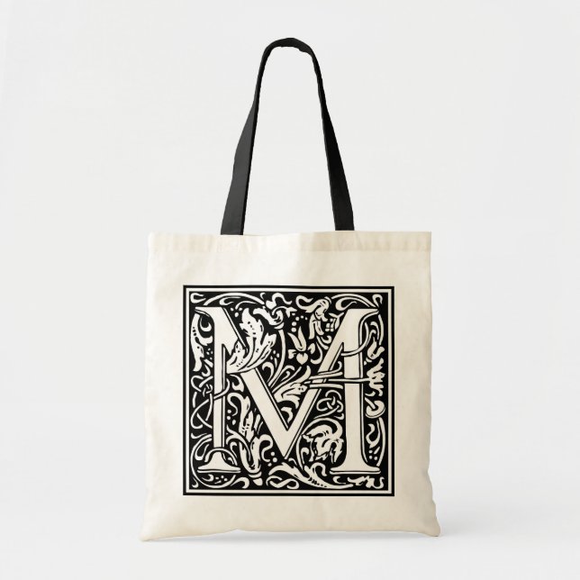 William Morris Alphabet “M” Tote Bag (Front)