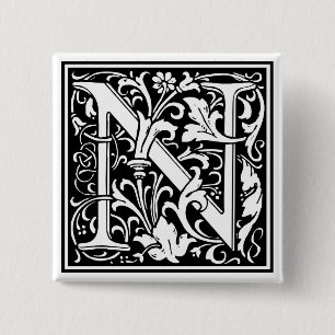 William Morris Alphabet “N” Button