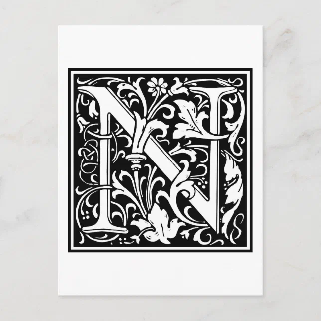 William Morris Alphabet “N” Postcard | Zazzle