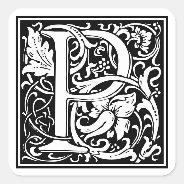 William Morris Alphabet “P” Square Sticker (Front)