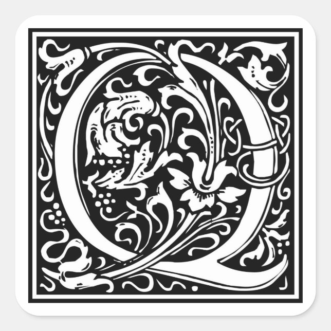 William Morris Alphabet “Q” Square Sticker (Front)