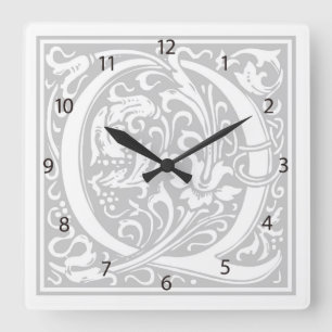 William Morris Alphabet “Q” Square Wall Clock