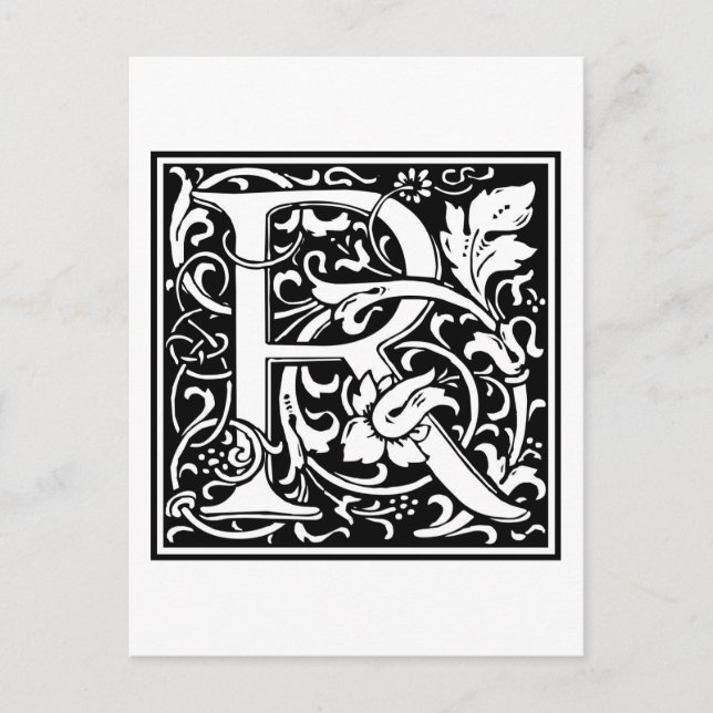 William Morris Alphabet “R” Postcard (Front)