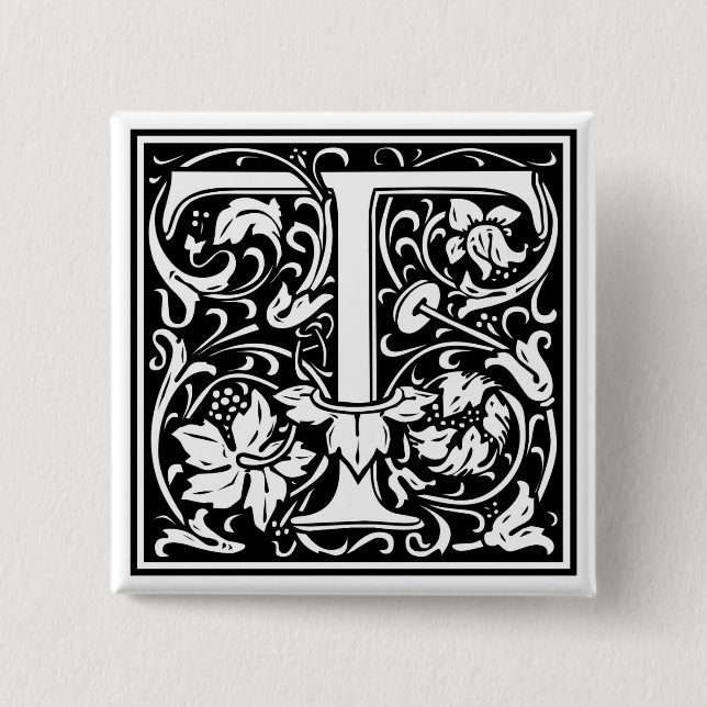 William Morris Alphabet “T” Button (Front)