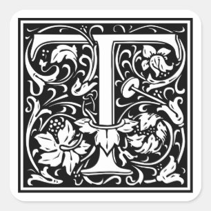William Morris Alphabet “T” Square Sticker