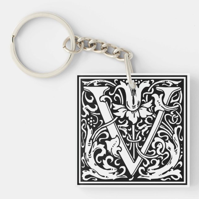 William Morris Alphabet “V” Keychain (Front)
